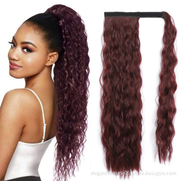Long Straight Ponytail Hair Extension Tie Up Hair Piece Heat Resisting Fiber Synthetic Pony Tail Dark Brown Hairpiece